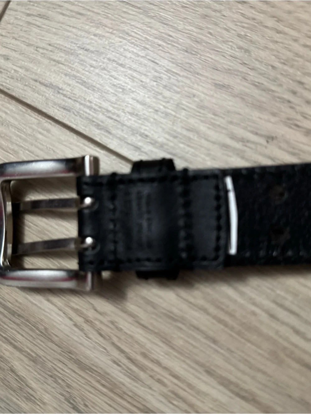 Classic Black Leather boys Belt with Perforated Detailing
